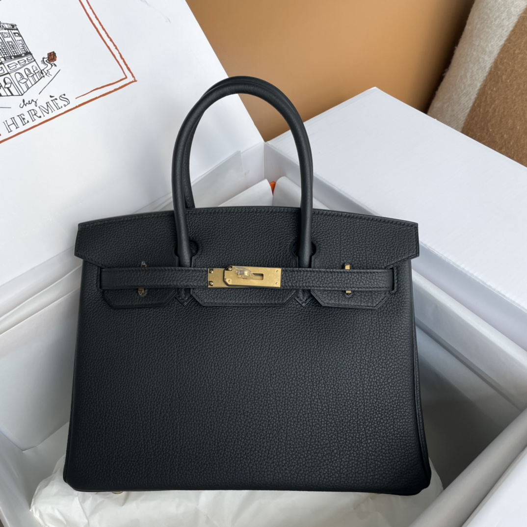 Hermes Birkin 30CM Togo Leather Handbag Black